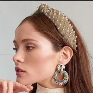 Lele Sadoughi pink grace banded hoop earrings